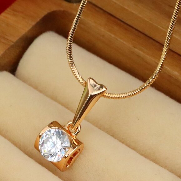 "Rose Gold Mini Pendant with Solitaire CZ – Elegant, XPPT1264 - Picture 1 of 13